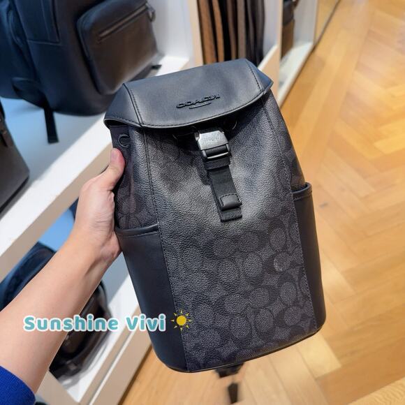 NWT Coach Racer Pack Signature In Canvas & Leather CT712 CHARCOAL/BLACK